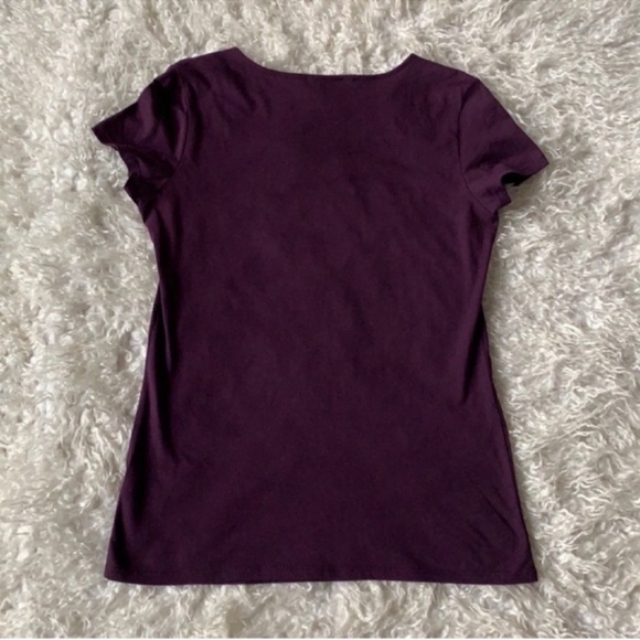 Anna Sui Purple Top/Tee/T shirt Sz S Embellished Crystals Embroidered Neckline - Picture 10 of 12